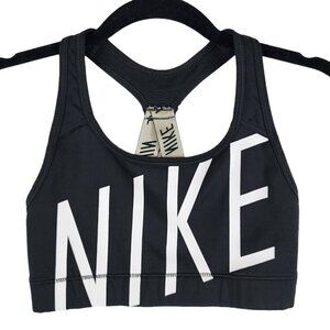 Nike Racerback Crisscross Strappy Sports Bra Black‎ White LOGO Front sz XS